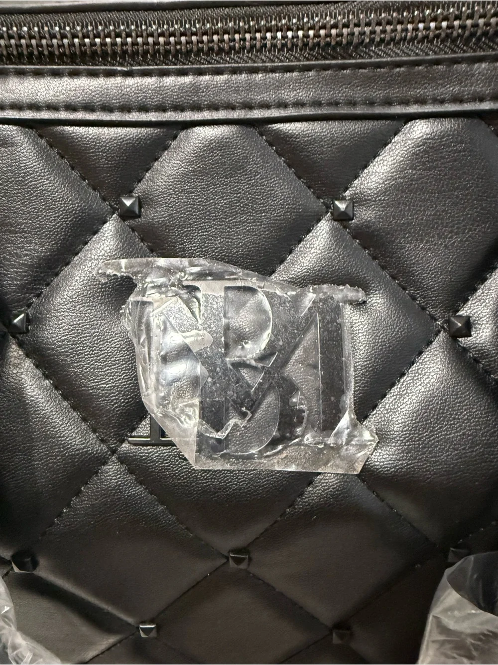 Badgley Mischka Quilted Black Leather Tote Bag